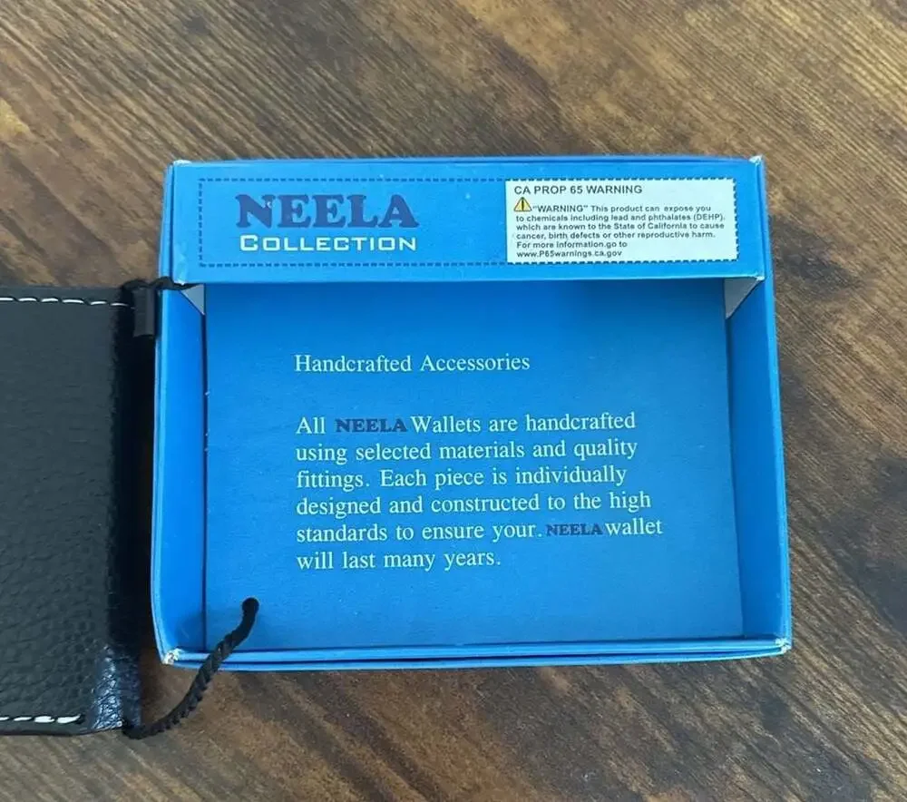 Neela Collection Faux Black Leather Bi-fold Men’s Wallet with Horse Cabachon